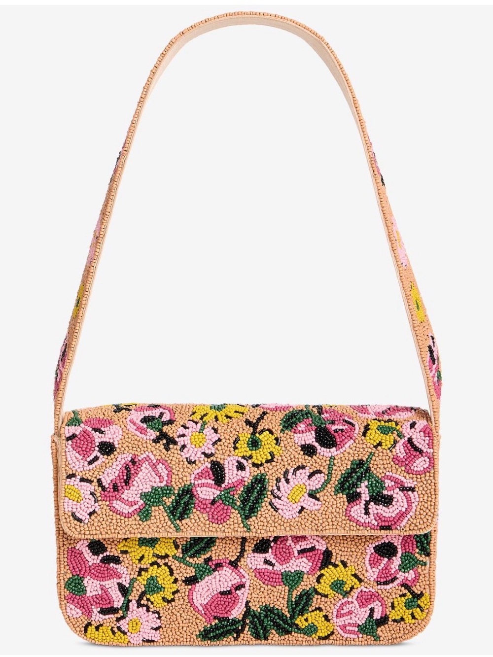 NWT* On 34th Beaded floral purse with pink, yellow, and green flowers